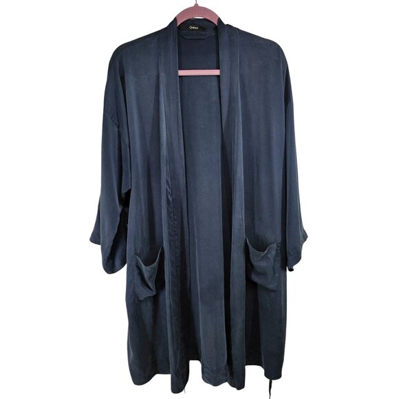 Quince 100% Washable Silk Robe Indigo One Size - Picture 2 of 8